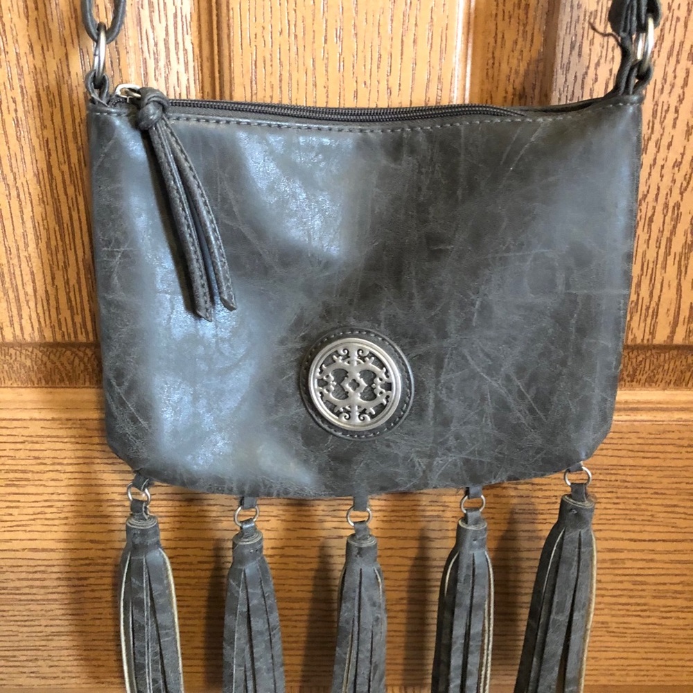 Gray Fringe Purse